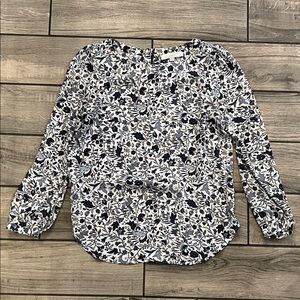 LOFT Floral Print Blouse - Black and White